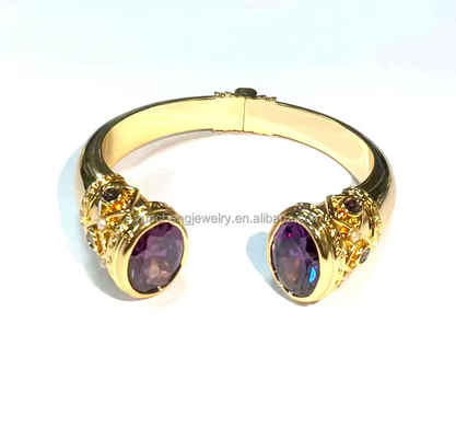 Infissi in ottone braccialetti braccialetti cuffetti gioielli granati pietre argento gioielli luccicanti CZ