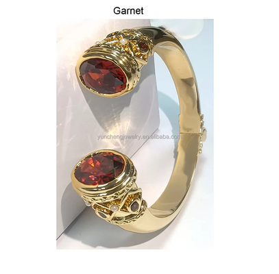 Infissi in ottone braccialetti braccialetti cuffetti gioielli granati pietre argento gioielli luccicanti CZ