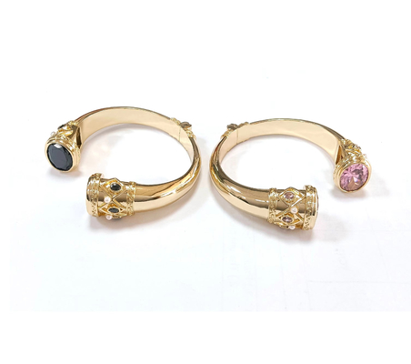 Infissi in ottone braccialetti braccialetti cuffetti gioielli granati pietre argento gioielli luccicanti CZ