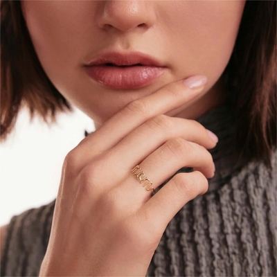Acciaio inossidabile 18K oro MOM stacking ring per donne gioielli pregiati