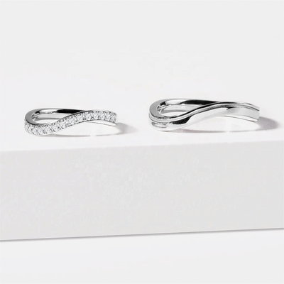 925 Sterling Silver White Gold Diamond CZ Wave Ring per donne Gioielli di pregio OEM/ODM