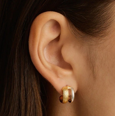 18K Oro e Oro Bianco Guarnizioni Da Scudo Orecchini Da Donna