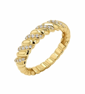 Fatto a mano Twist Classic 925 Sterling Silver Women's Ring Gioielli Placcati Con Oro 18K