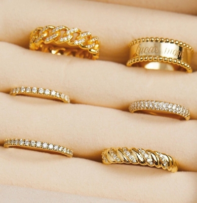 Fatto a mano Twist Classic 925 Sterling Silver Women's Ring Gioielli Placcati Con Oro 18K