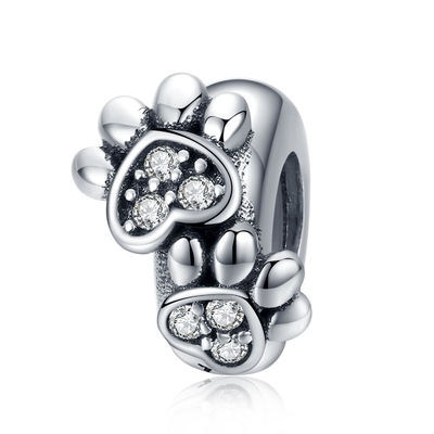 Bianco Cubico Circone Impressione Forma Perline Incantesimo Per Donne 925 Sterling Artiglieria d'argento Incantesimi