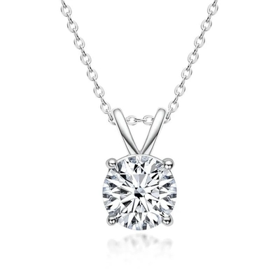 925 Sterling Silver Pendant Per Ragazze 18K Oro Giallo Round Cut Solitare Stone Regalo