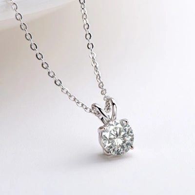 925 Sterling Silver Pendant Per Ragazze 18K Oro Giallo Round Cut Solitare Stone Regalo