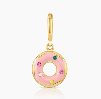 Collare colorato piccolo rosso con ciambella incantevole in argento 925 sterling