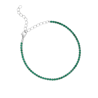 Bianco oro rivestito Maggio compleanno Smeraldo Cubo Zircon Regolabile Tenis Catena Braccialetto
