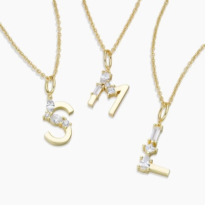 925 Sterling Silver CZ Letter Pendants in semplice 18K oro placcato per gioielli di moda