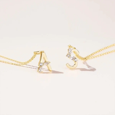 925 Sterling Silver CZ Letter Pendants in semplice 18K oro placcato per gioielli di moda