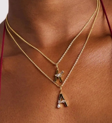 925 Sterling Silver CZ Letter Pendants in semplice 18K oro placcato per gioielli di moda