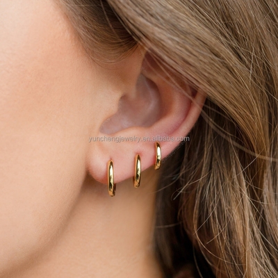 Gioielli d'argento finissimi Minimalista 18K Oro 9MM 11MM 13MM Hoop Set per FedEx DHL UPS TNT EMS Spedizione