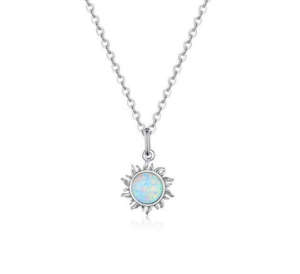 Collare di opalo e diamanti da girasole 15 mm Collare di opalo da donna 45 cm + 5 cm