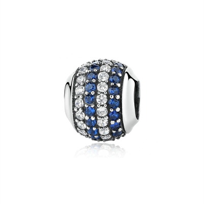 Moda Bianco e Blu CZ 925 Argento Sterling Gioielleria