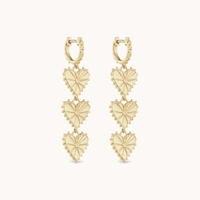 Manifattura 14K Dangle Gold Plated Multi Huggies Heart Charm Orecchini Perfetto Presente