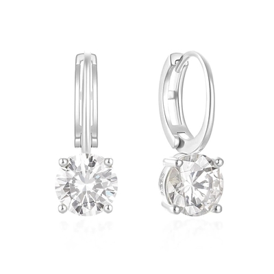 925 Sterling Silver Arrivati 18K Gold Plated Solitaire Bianco Cubico Zircon Huggies Orecchini