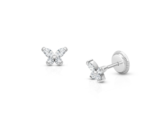 Tipo religioso Nessun 925 Sterling Silver Butterfly Stud orecchini con rivestimento in oro 18K