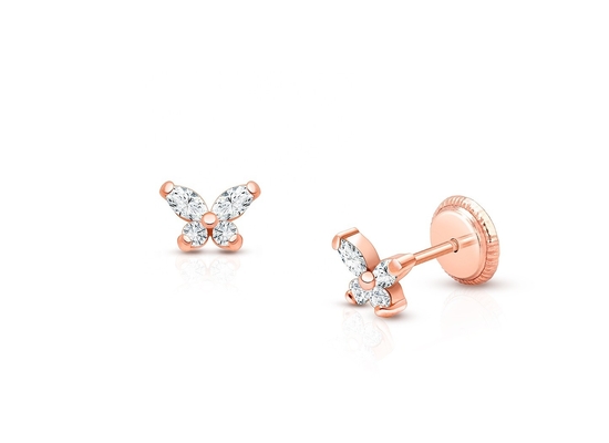 Tipo religioso Nessun 925 Sterling Silver Butterfly Stud orecchini con rivestimento in oro 18K