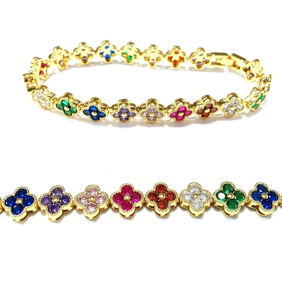 Perla d'acqua dolce CZ Pietre Braccialetti da tennis Placcati Gioielli personalizzati Arcobaleno Oro Rame Rame per donne