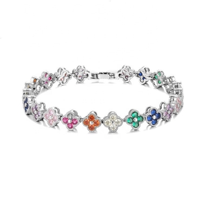 Perla d'acqua dolce CZ Pietre Braccialetti da tennis Placcati Gioielli personalizzati Arcobaleno Oro Rame Rame per donne