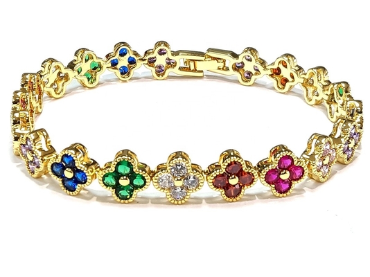 Perla d'acqua dolce CZ Pietre Braccialetti da tennis Placcati Gioielli personalizzati Arcobaleno Oro Rame Rame per donne