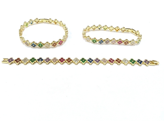 Perla d'acqua dolce CZ Pietre Braccialetti da tennis Placcati Gioielli personalizzati Arcobaleno Oro Rame Rame per donne