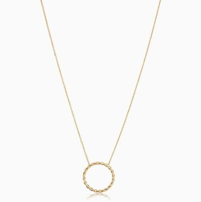 Collana con pendente a spirale in argento sterling 925 placcato oro 14K con catena a maglie da 16 pollici
