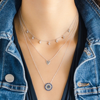 Collare blu e bianco CZ cerchio a forma di 925 sterling silver per il look straordinario delle ragazze