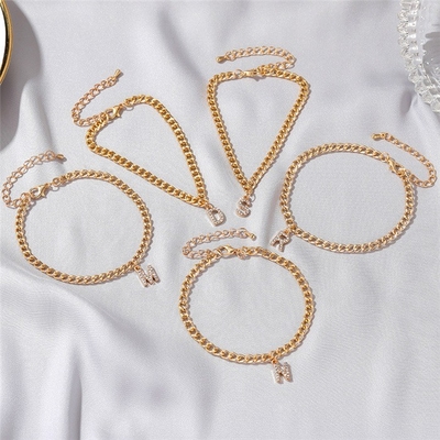 Pulsera da tennis da donna in ottone di moda in oro 18K personalizzata