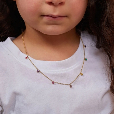 Collare per bambini in argento 925 con arcobaleno giocoso