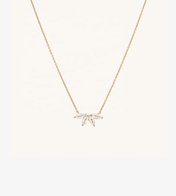 Collare placcato in argento 925 14K 18" di Topazio Marquise e diamanti bianchi CZ
