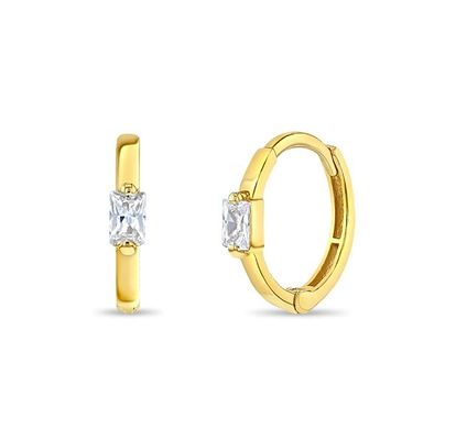 14K oro placcato 10mm Baguette Taglio rosa Cubo Zircon orecchini per bambini con 50PRS MOQ