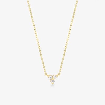 18K Gold Zircon Pendant Silver Chain Trio Diamante Cubico Zircon Collare