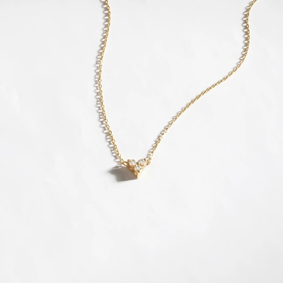 18K Gold Zircon Pendant Silver Chain Trio Diamante Cubico Zircon Collare