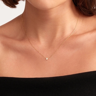 18K Gold Zircon Pendant Silver Chain Trio Diamante Cubico Zircon Collare