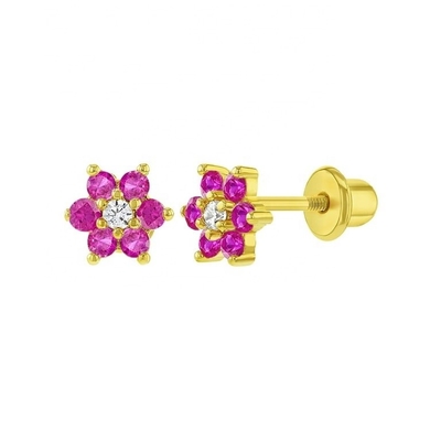 5MM 18k orecchini da bambino rivestiti d'oro per fiori Perfetto regalo per bambini in 925 sterling silver
