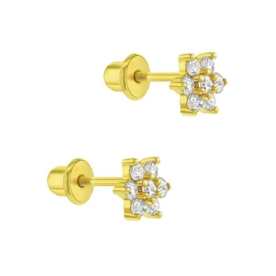 5MM 18k orecchini da bambino rivestiti d'oro per fiori Perfetto regalo per bambini in 925 sterling silver