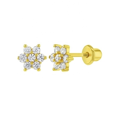 5MM 18k orecchini da bambino rivestiti d'oro per fiori Perfetto regalo per bambini in 925 sterling silver