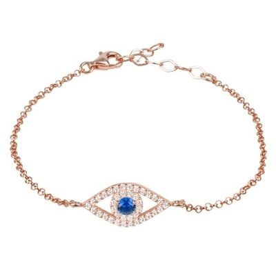 Rosso oro, argento sottile, braccialetto, braccialetto, bianco, blu, occhio, 925 sterling, argento