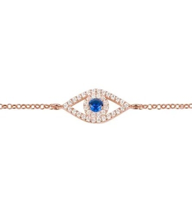Rosso oro, argento sottile, braccialetto, braccialetto, bianco, blu, occhio, 925 sterling, argento