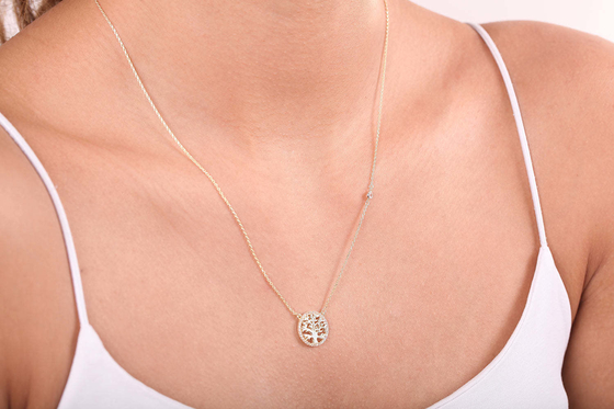 Occasione di festa 18K oro placcato Sterling argento albero della vita pendente collana per donne