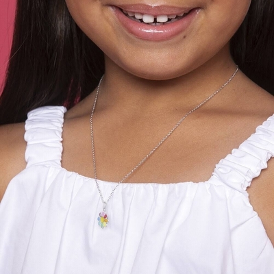 925 Sterling Silver Rainbow Enamel Daisy Pendant Necklaces per bambini e bambine