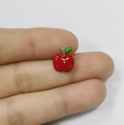 Incantevoli orecchini di mela in smalto rosso e verde per bambine in 925 sterling silver
