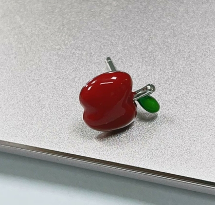 Incantevoli orecchini di mela in smalto rosso e verde per bambine in 925 sterling silver