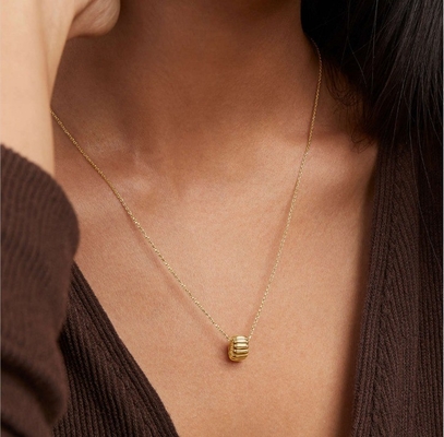 Collare in oro 925 Sterling Silver Simple Single Beaded Circle Charm Pendant Necklace OEM