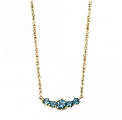 Collare di pietre preziose di rubino placcato in oro 925 Sterling Silver con catena di cavi