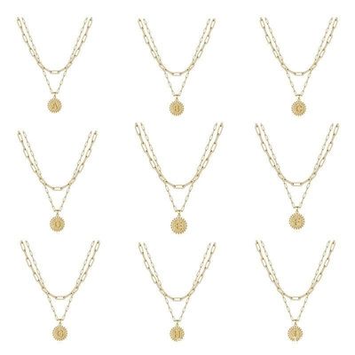 Collare a mano in 925 Sterling Silver Double Pendant Paperclip Stacking Collare con consegna di 30 giorni