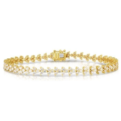Disegnatore 18K Oro 925 Sterling Argento Fiore Incantatore Donne Tenis Braccialetto con ZIRCON