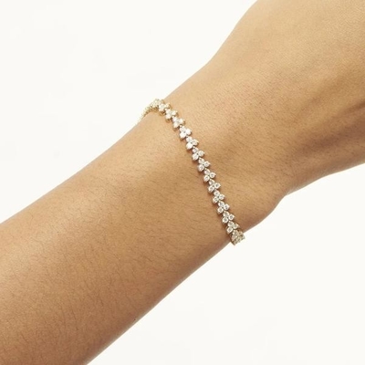 Disegnatore 18K Oro 925 Sterling Argento Fiore Incantatore Donne Tenis Braccialetto con ZIRCON